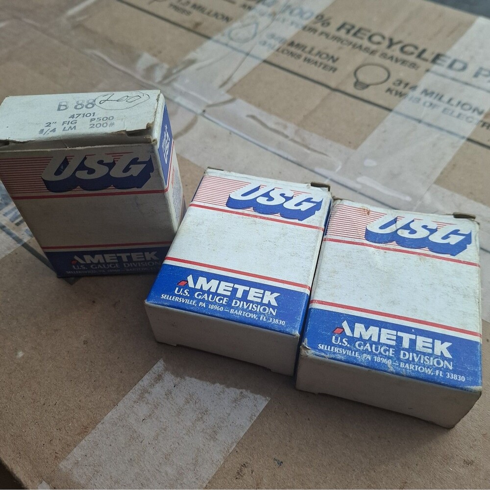 Lot of 3 AMETEK US Gauge P500 Pressure Gauges 200 PSI 2" 1/4 LM Spec 47101 NEW